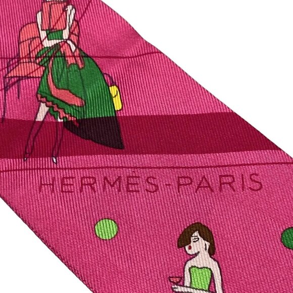 Auth HERMES Twilly - Pink Multi Scarf - Picture 2 of 4